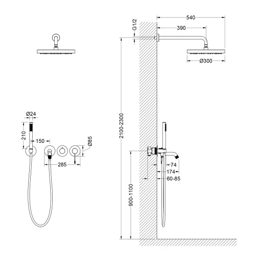 Душевая система Timo Saona SX-2340/00SM встраиваемая в стену - фото 2