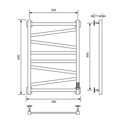 Полотенцесушитель Veconi Barro-C B8050B-C 50х80 электрический черный - фото 2