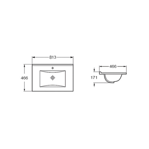 Раковина из сантехнического фарфора Vincea VBS-13980MB 81х47 встраиваемая цвет черный матовый 1 отверстие под смеситель - фото 2