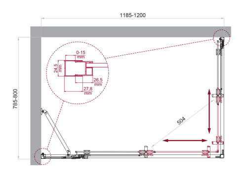 Душевой уголок BelBagno LUCE LUCE-AH-21-120/80-C-Cr 120х80 стекло прозрачное профиль хром глянцевый без поддона - фото 2