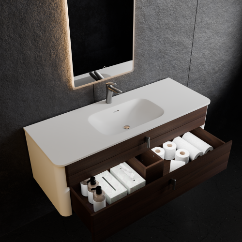 Тумба с раковиной+зеркало Art Decco Gabriella (Габриелла) AGB12W24S1M0 120x45x40 подвесная цвет черный орех - фото 3