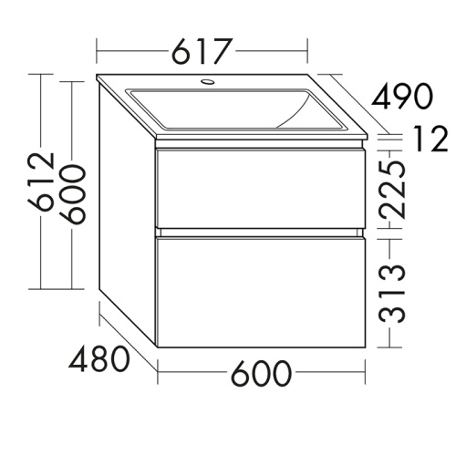 Тумба с раковиной Burgbad Accura SGVI061F6037G0259C0001*1 62х49х61 цвет белый матовый - фото 2