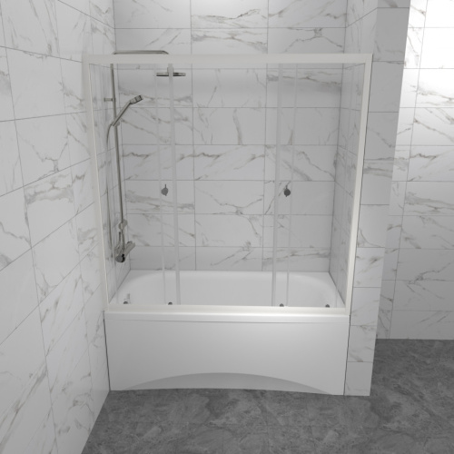 Душевая шторка на ванну Тритон Ультра Щ0000065751 170х150 стекло прозрачное профиль белый ориентация универсальная - фото 4