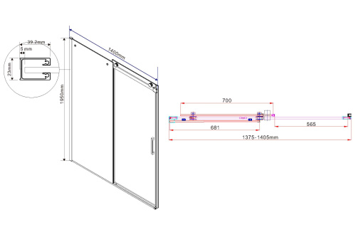 Душевая дверь Vincea Como VPS-1C140CL 140х195 стекло прозрачное профиль хром глянцевый - фото 5