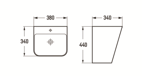 Раковина из санфаянса CeramaLux 500Q 38х34 подвесная цвет белый глянцевый 1 отверстие под смеситель - фото 2