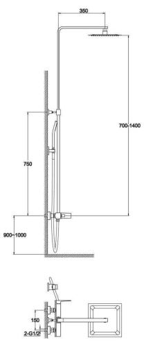 Душевая стойка BelBagno ARLIE ARL-DOCM-CRM настенная цвет хром - фото 2