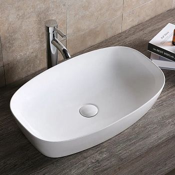 Раковина из сантехнического фарфора Cerutti SPA CR0063 60х40 накладная цвет белый без отверстий под смеситель