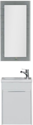Комплект мебели: тумба с раковиной + зеркало Aquanet Дувр 00183198 45x28x155 подвесной цвет белый - фото 3
