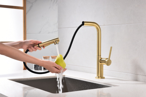 Смеситель для кухни Paulmark NEO Ne214419-LG на раковину светлое брашированное золото - фото 5