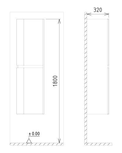 Шкаф-пенал Orka Likya 3001083 40х32х138 подвесной цвет белый матовый - фото 5