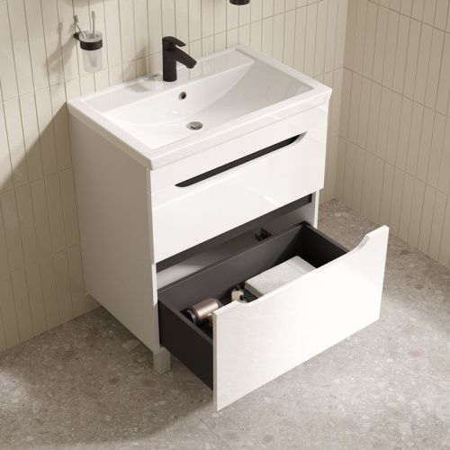 Тумба с раковиной IDDIS Ray RAY70WFi95K 71х47х84 напольная цвет белый - фото 5