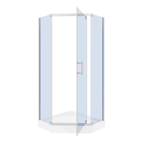 Душевой уголок Parly Z9011 90х90 стекло прозрачное с рисунком профиль хром глянцевый с поддоном - фото 4