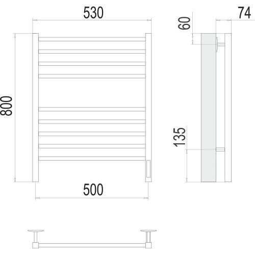 Полотенцесушитель Terminus 4670078527554 53х80 электрический черный - фото 3