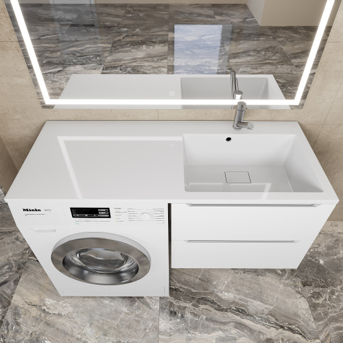 Раковина из литьевого мрамора Uperwood Cosmos 291020412 120х48 над стиральной машиной цвет белый - фото 4