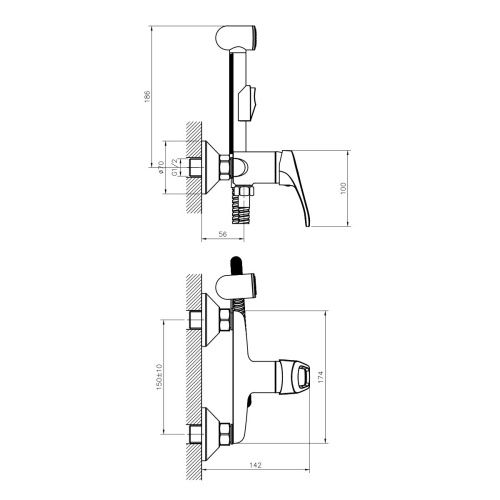 Смеситель DECOROOM DR21 DR21058 настенный хром - фото 2