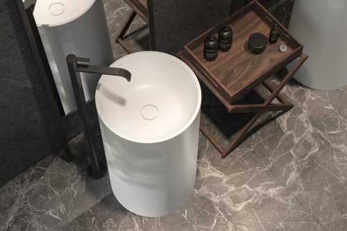 Раковина из искусственного камня Holbi ANDROMEDA 2.02.019.44.4 44х44 напольная цвет серый - фото 2