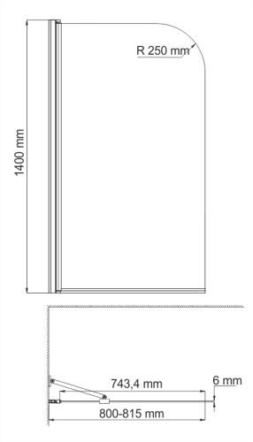 Душевая шторка на ванну Wasserkraft Leine 35P 35P01-80WHITE Fixed 80х140 стекло прозрачное профиль белый ориентация универсальная - фото 3