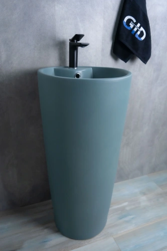 Раковина керамическая Gid Autonomo 81116 40х40 напольная цвет зеленый 1 отверстие под смеситель - фото 2