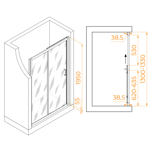 Душевая дверь RGW Passage 350801613-24 130х195 стекло матовое профиль черный - фото 5