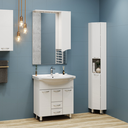 Зеркало-шкаф Onika Моника 207507 75х17х106 подвесной цвет белый - фото 4