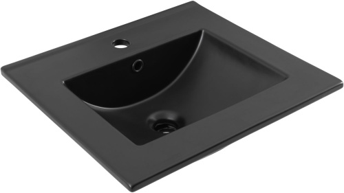 Раковина керамическая Aquanet Flat 00329252 52х42 полувстраиваемая цвет черный 1 отверстие под смеситель - фото 5