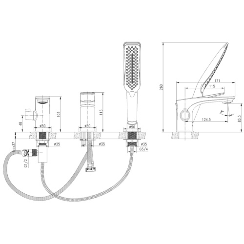 Смеситель для ванны LeMark Allegro LM5945CW на борт ванны белый/хром - фото 3