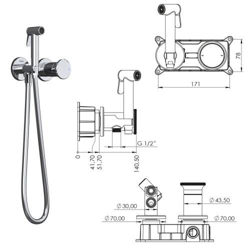 Гигиенический душ Teska ARTE TERA T5539 розовое золото - фото 2