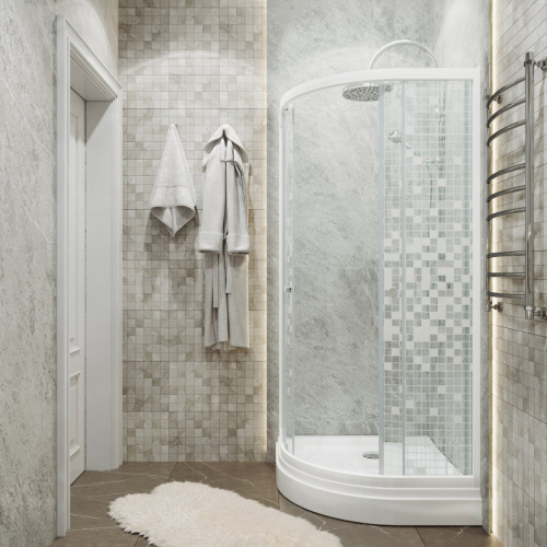 Душевой уголок Тритон Стандарт Щ0000061803 90х90 стекло прозраное с рисунком профиль белый с поддоном - фото 3