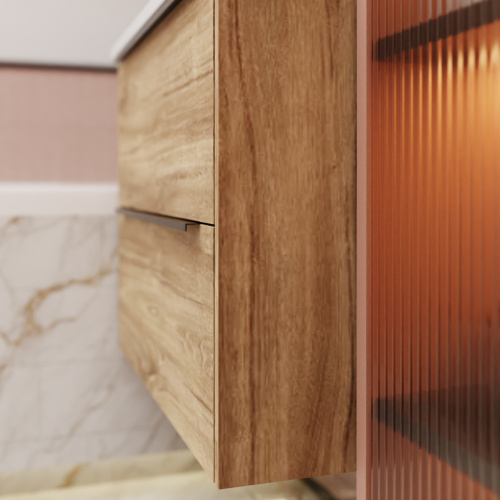 Тумба с раковиной La Fenice TESORO NFNC-01-TES-DKK-100-2-3-100 101х63х47 подвесная цвет коричневый - фото 5