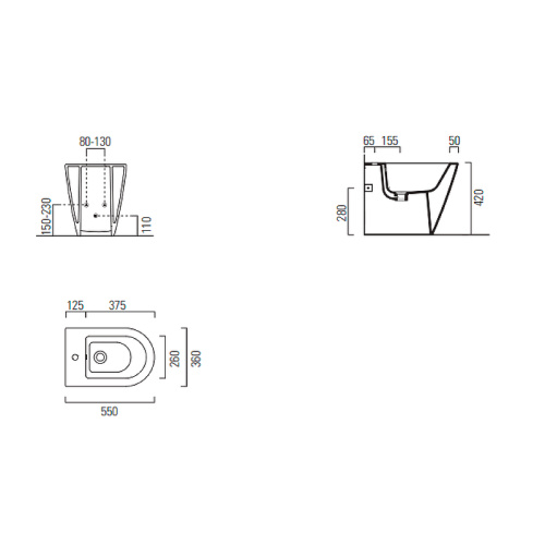 Биде GSI Kube X 9462111_УЦ/4 напольное (уколы и потертость) - фото 5