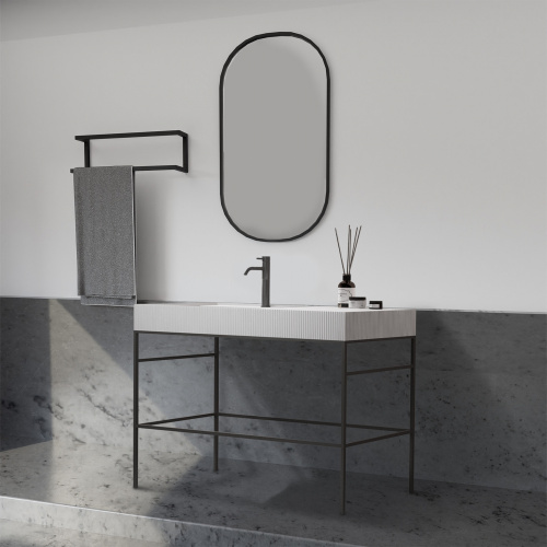 Консоль с раковиной Abber AS2647 120х48х85 напольная цвет черный - фото 3