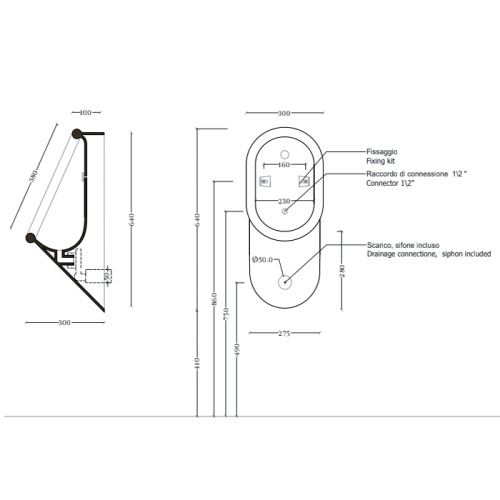 Писсуар Artceram Babila BRO001 01 00 подвесной белый - фото 2