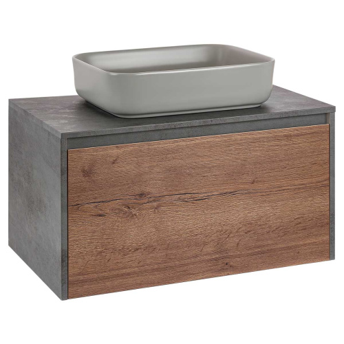 Тумба под раковину Vincea Mesa VMC-2MS800TB 80х50х45 подвесная цвет коричнево-серый - фото 3
