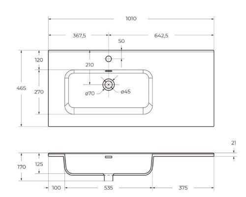 Раковина керамическая BelBagno BB1000ETL-L 100х50 накладная цвет белый 1 отверстие под смеситель - фото 2