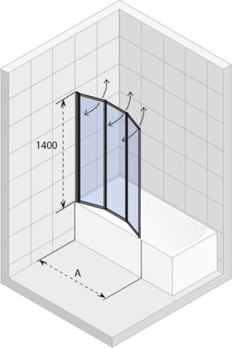 Душевая шторка на ванну Riho ALTA G008001111 100х150 стекло прозрачное профиль хром глянцевый ориентация универсальная - фото 2