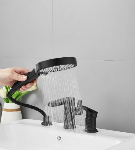 Смеситель BELZ B66713-7 на борт ванны черный - фото 4