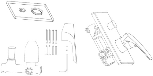 Смеситель для ванны с душем Aquanet Static AF330-51C встраиваемый в стену хром - фото 2