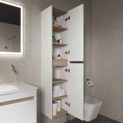 Шкаф-пенал Sancos Smart PSM35W 35х30х160 подвесной цвет белый - фото 4