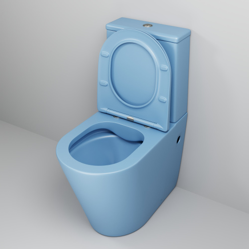 Унитаз напольный с бачком Grossman Color GR-4480BSMS голубой матовый с сиденьем безободковый каскадный смыв - фото 4