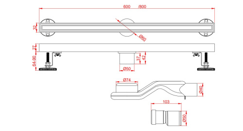 Душевой лоток AltroBagno Supremo AltroBagnoSupremo071237BG напольный - фото 2
