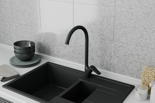 Смеситель для кухни Rush Nevis NE1735-22black на мойку черный - фото 3