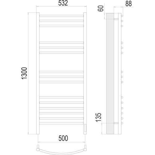Полотенцесушитель Terminus 4670078527349 53х130 электрический хром - фото 3
