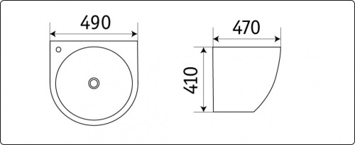 Раковина из санфаянса CeramaLux 500FBW 49х47 подвесная цвет черный 1 отверстие под смеситель - фото 2