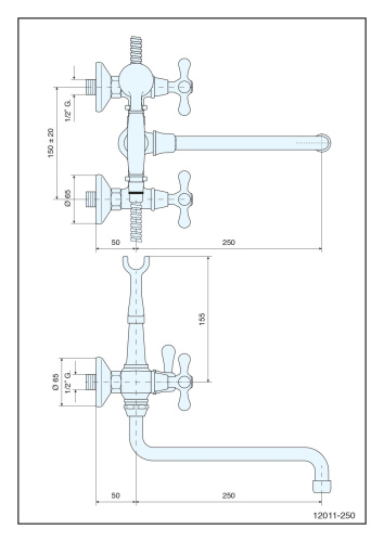 Смеситель для ванны Emmevi Deco Classic 12011СМ25/CO настенный хром/золото - фото 2