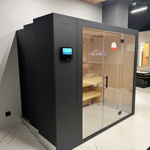 Сауна раздвижная Klafs S1 KLAFS L Black232х160(60)х211 L с прозрачным стеклом, хемлок, Varius 6.0 кВт, чёрный матовый - фото 3