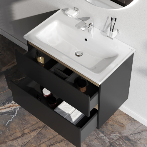 Тумба под раковину Am.Pm X-Joy M85AFHX0802BM 77х45х60 подвесная цвет черный - фото 4