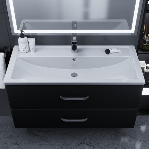 Раковина из литьевого мрамора Uperwood Foster 291020344 100х46 полувстраиваемая цвет белый - фото 4