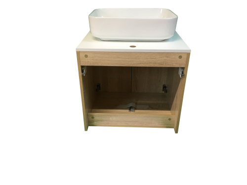 Тумба с раковиной Sintesi STL.W7021_SIN-LVB-APP-409 60х55х50 подвесная цвет белый/коричневый - фото 2