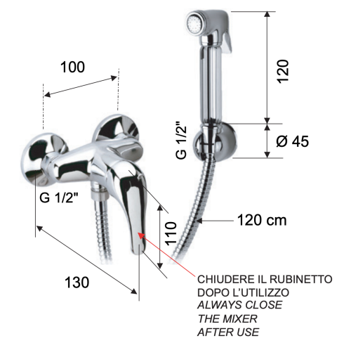 Гигиенический душ со смесителем Remer C332REZDO золото глянцевое - фото 3