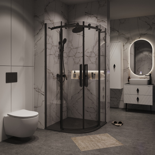 Душевой уголок Grossman Classic 301.K33.04.1010.21.00 100х100 стекло прозрачное профиль черный матовый без поддона - фото 3